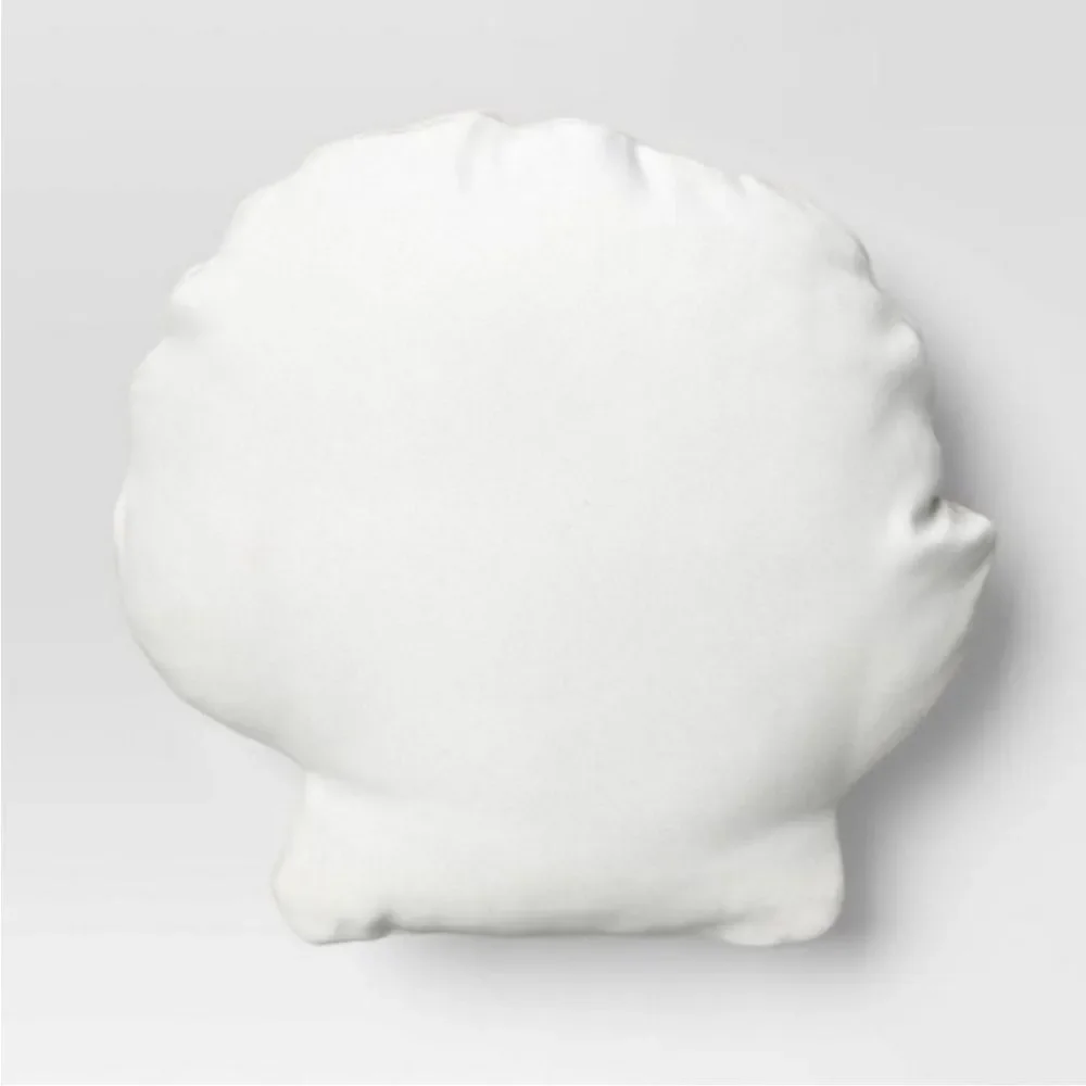 Shell-Shaped Yellow & White Small Accent Pillow Beachy Coastal Nautical Vibes